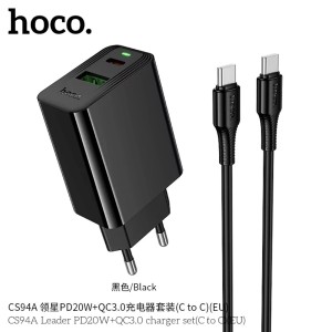 У Сетевое HOCO CS94A 1USB+1TypeC 20W PD+QC3.0 + кабель