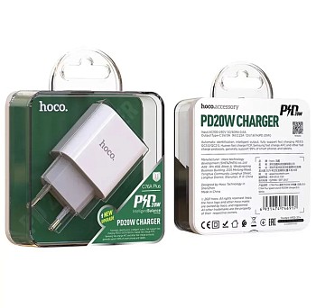 ЗУ Сетевое HOCO C76A Plus Speed 1*TypeC 3.0A PD 20W+QC3.0 быстрая зарядка White мс в магазине PartsOkey.ru в Ростове на Дону, Краснодаре и Москве